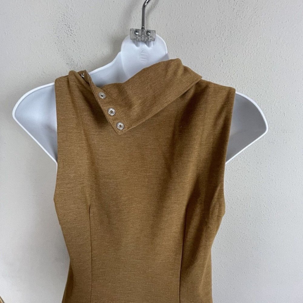 Ralph Lauren Sport Snap Leather Mock Neck Tan Ponte Dress Size S‎ - Picture 5 of 7